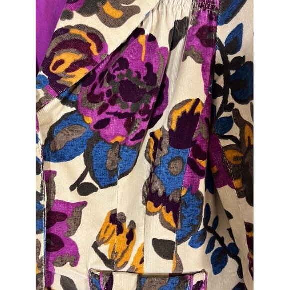 Work to Weekend Jacket 14 Purple Floral Festival Boho Western Retro 80s Hippie - Picture 4 of 15